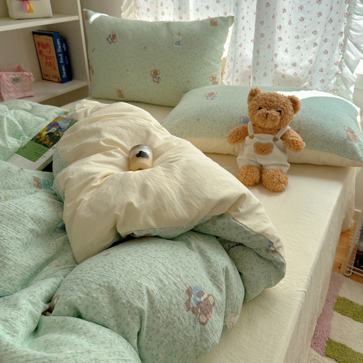 91家纺网 家纺一手货源 找家纺 顾里家纺 2025新款韩系奶萌云朵棉四件套 塔小象