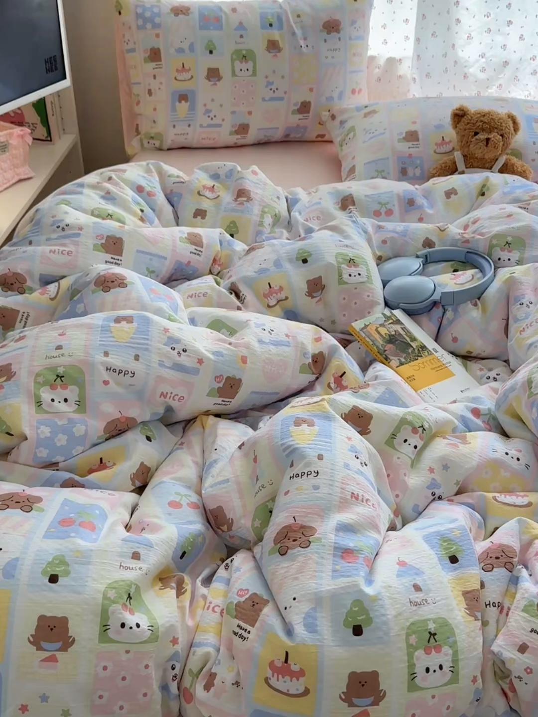 91家纺网 家纺一手货源 找家纺 顾里家纺 2025新款韩系奶萌云朵棉四件套 甜心日记