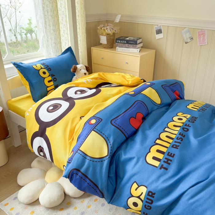 91家纺网 家纺一手货源 找家纺 乐居坊 2025新款开学季亲肤棉透气印花芦荟棉四件套（宿舍床） 大眼萌