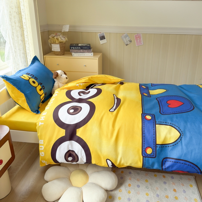 91家纺网 家纺一手货源 找家纺 乐居坊 2025新款开学季亲肤棉透气印花芦荟棉四件套（宿舍床） 大眼萌