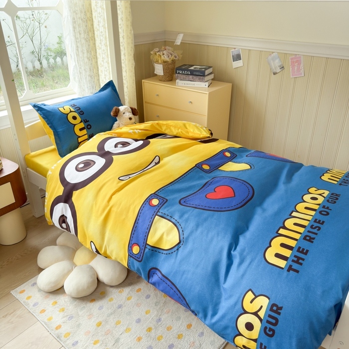 91家纺网 家纺一手货源 找家纺 乐居坊 2025新款开学季亲肤棉透气印花芦荟棉四件套（宿舍床） 大眼萌