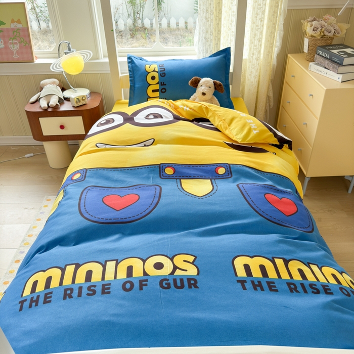 91家纺网 家纺一手货源 找家纺 乐居坊 2025新款开学季亲肤棉透气印花芦荟棉四件套（宿舍床） 大眼萌