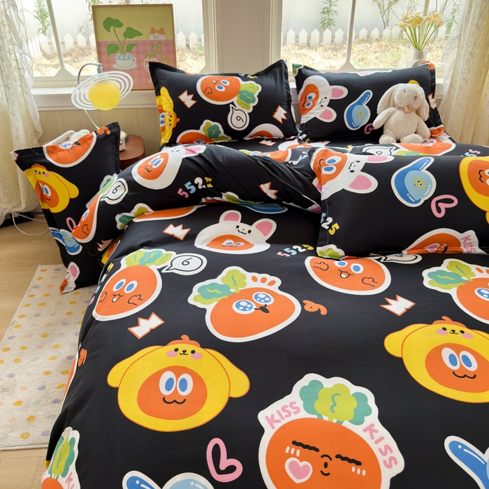 91家纺网 家纺一手货源 找家纺 乐居坊 2025新款开学季亲肤棉透气印花芦荟棉四件套（大床） 胡萝卜兵