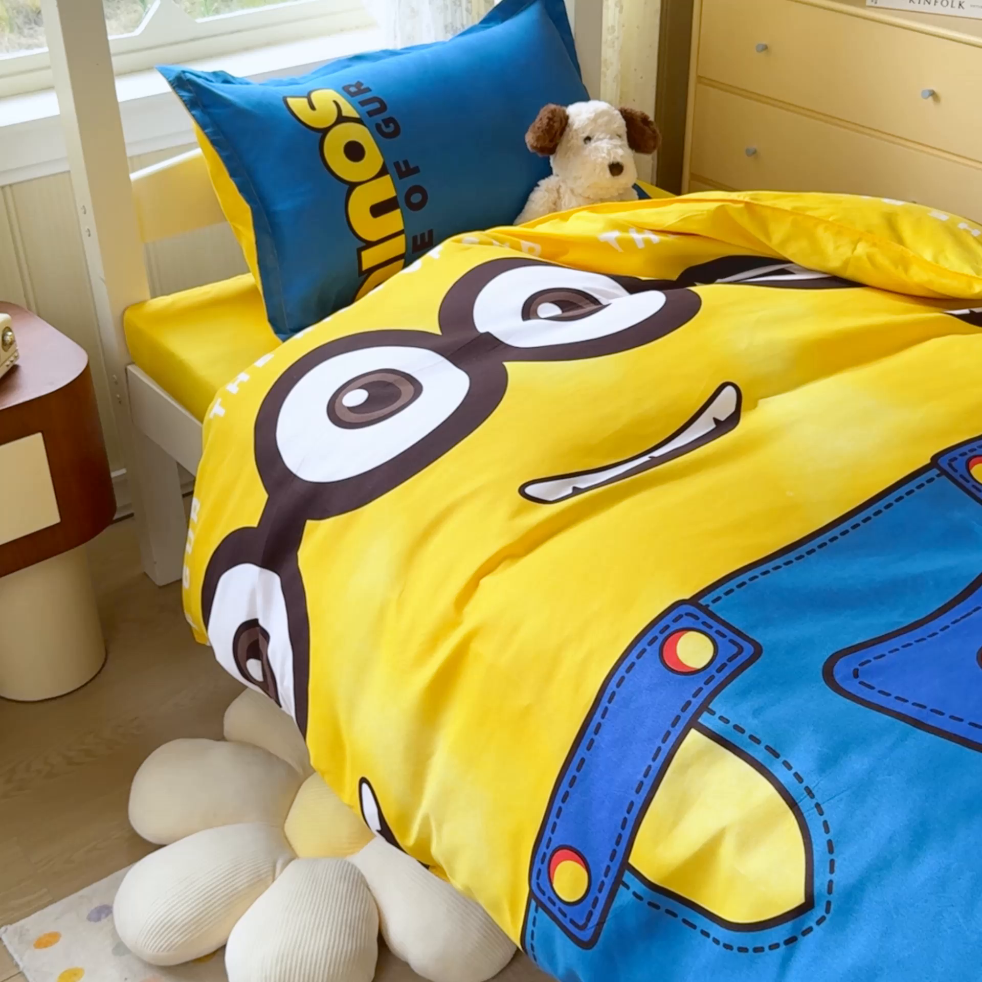 91家纺网 家纺一手货源 找家纺 乐居坊 2025新款开学季亲肤棉透气印花芦荟棉四件套（宿舍床） 大眼萌