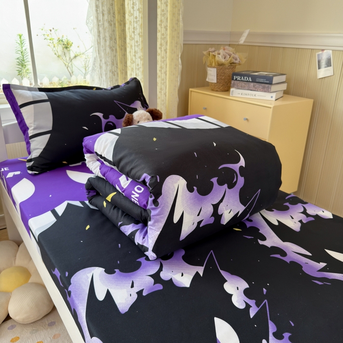 91家纺网 家纺一手货源 找家纺 乐居坊 2025新款开学季亲肤棉透气印花芦荟棉四件套（宿舍床） 恶魔之眼