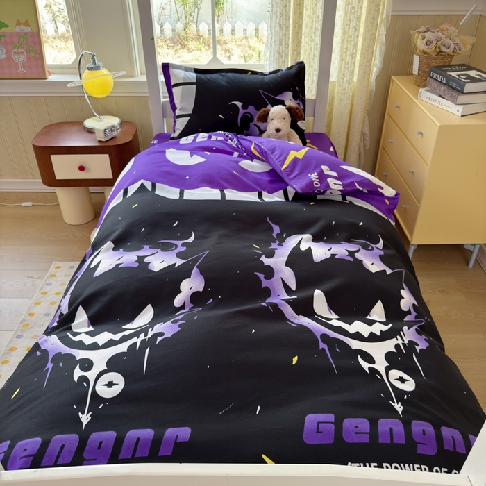 91家纺网 家纺一手货源 找家纺 乐居坊 2025新款开学季亲肤棉透气印花芦荟棉四件套（宿舍床） 恶魔之眼