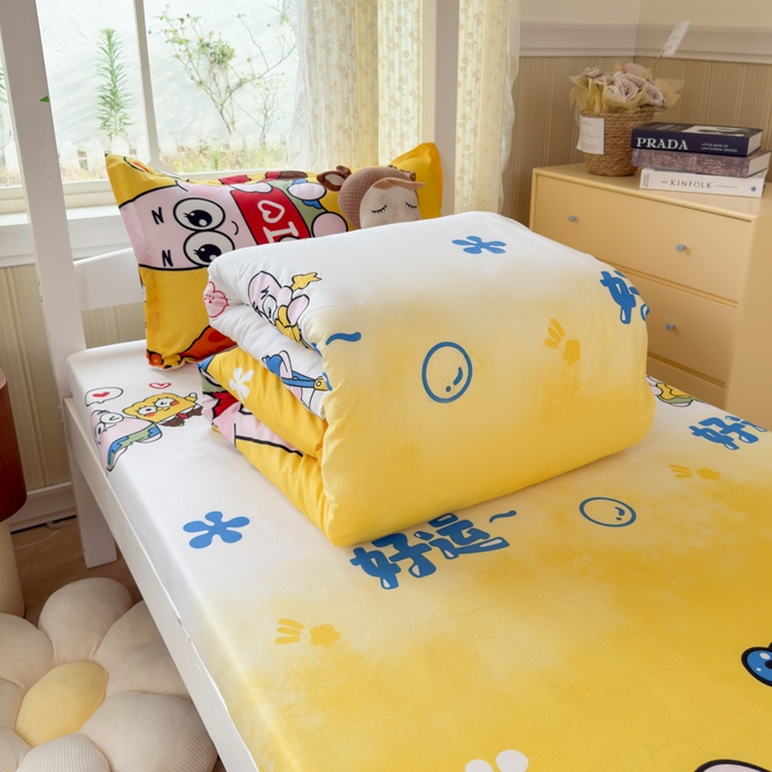 91家纺网 家纺一手货源 找家纺 乐居坊 2025新款开学季亲肤棉透气印花芦荟棉四件套（宿舍床） 好伙伴