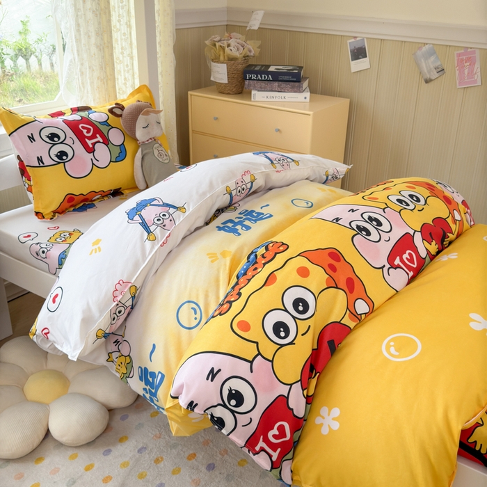 91家纺网 家纺一手货源 找家纺 乐居坊 2025新款开学季亲肤棉透气印花芦荟棉四件套（宿舍床） 好伙伴