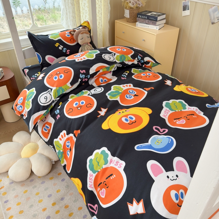 乐居坊 2025新款开学季亲肤棉透气印花芦荟棉四件套（宿舍床） 胡萝卜兵