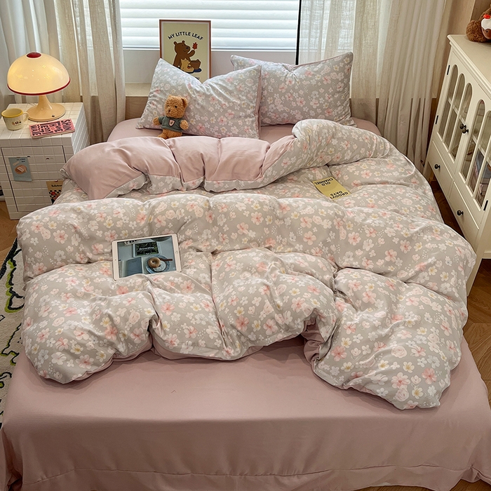 91家纺网 家纺一手货源 找家纺  金梦拉2025新款A类提花人字纹小布袋款四件套水木年华