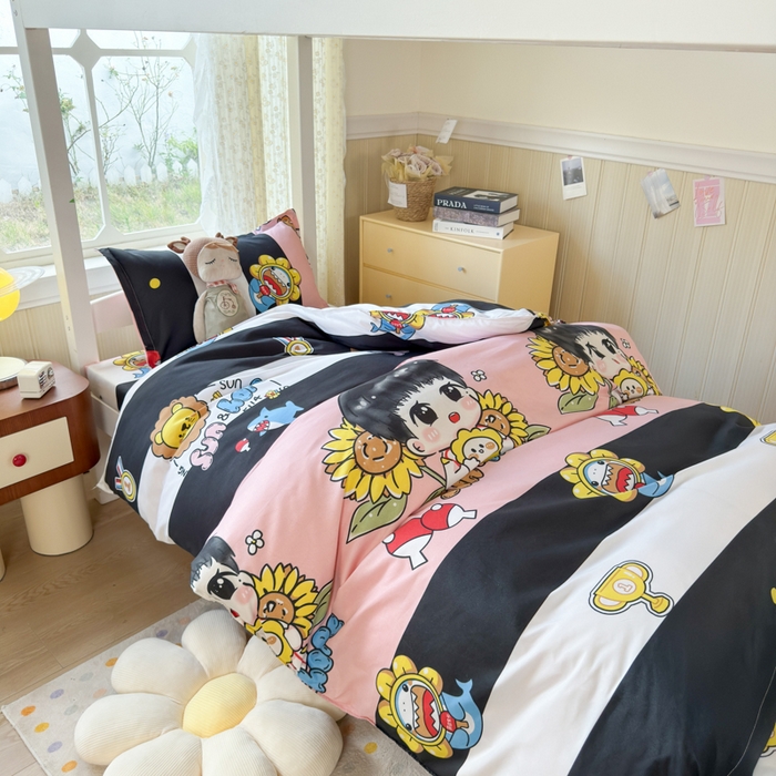 91家纺网 家纺一手货源 找家纺 乐居坊 2025新款开学季亲肤棉透气印花芦荟棉四件套（宿舍床） 火力全开