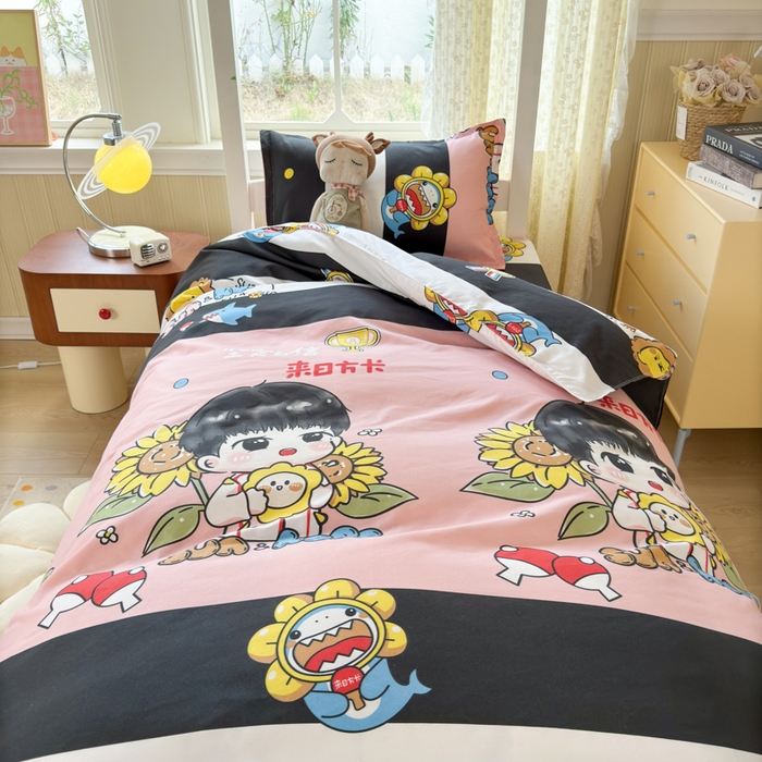 91家纺网 家纺一手货源 找家纺 乐居坊 2025新款开学季亲肤棉透气印花芦荟棉四件套（宿舍床） 火力全开