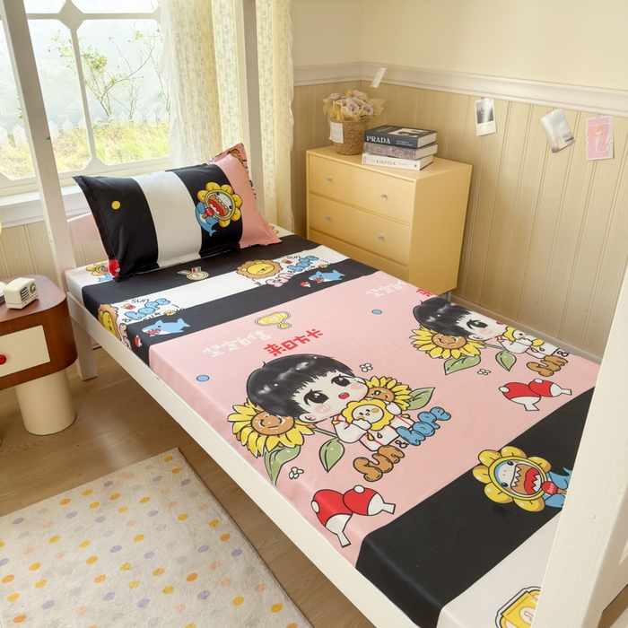 91家纺网 家纺一手货源 找家纺 乐居坊 2025新款开学季亲肤棉透气印花芦荟棉四件套（宿舍床） 火力全开