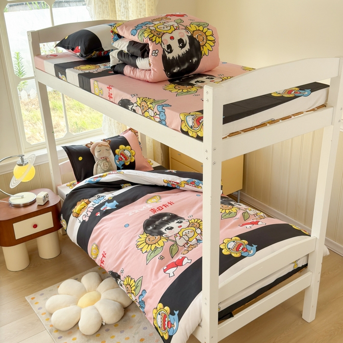 91家纺网 家纺一手货源 找家纺 乐居坊 2025新款开学季亲肤棉透气印花芦荟棉四件套（宿舍床） 火力全开