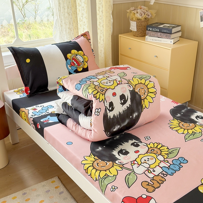 91家纺网 家纺一手货源 找家纺 乐居坊 2025新款开学季亲肤棉透气印花芦荟棉四件套（宿舍床） 火力全开