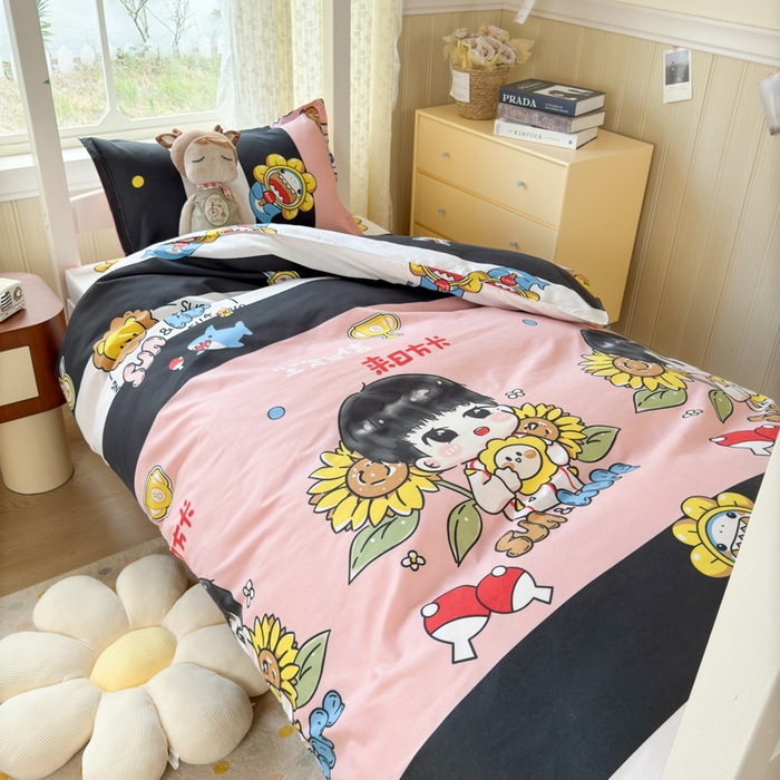 91家纺网 家纺一手货源 找家纺 乐居坊 2025新款开学季亲肤棉透气印花芦荟棉四件套（宿舍床） 火力全开