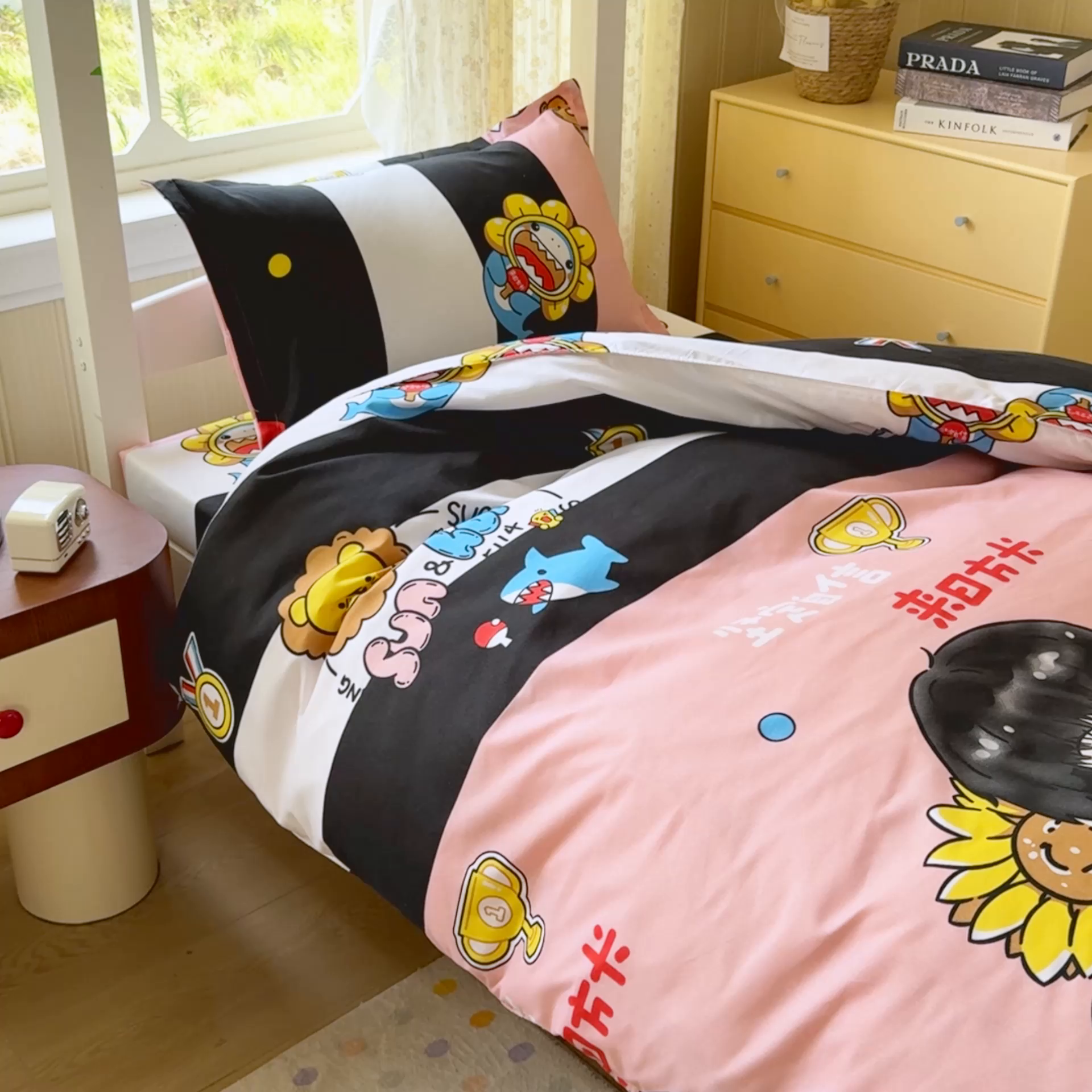 91家纺网 家纺一手货源 找家纺 乐居坊 2025新款开学季亲肤棉透气印花芦荟棉四件套（宿舍床） 火力全开