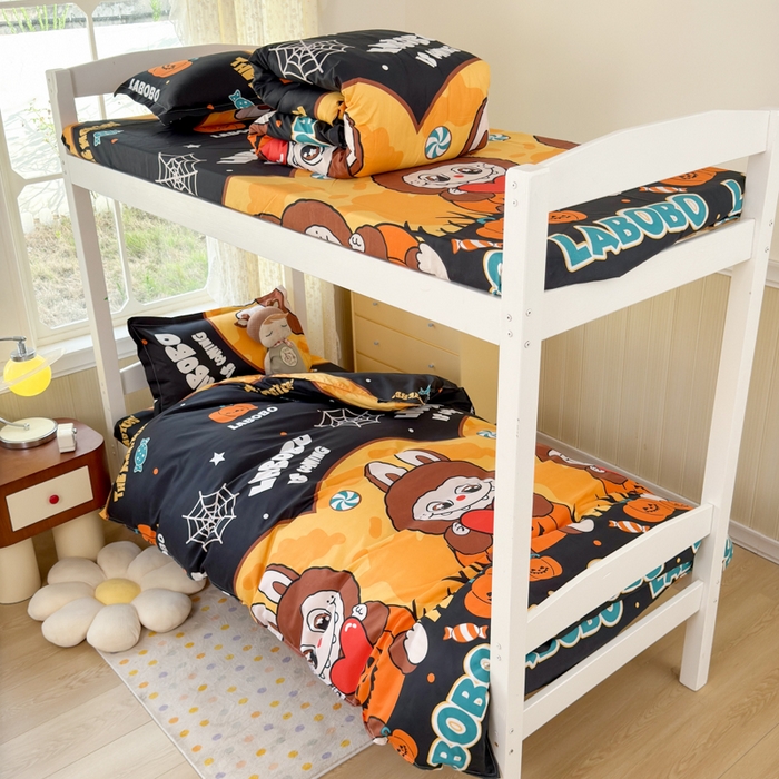 91家纺网 家纺一手货源 找家纺 乐居坊 2025新款开学季亲肤棉透气印花芦荟棉四件套（宿舍床） 拉布布