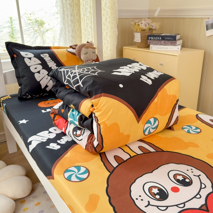 91家纺网 家纺一手货源 找家纺 乐居坊 2025新款开学季亲肤棉透气印花芦荟棉四件套（宿舍床） 拉布布