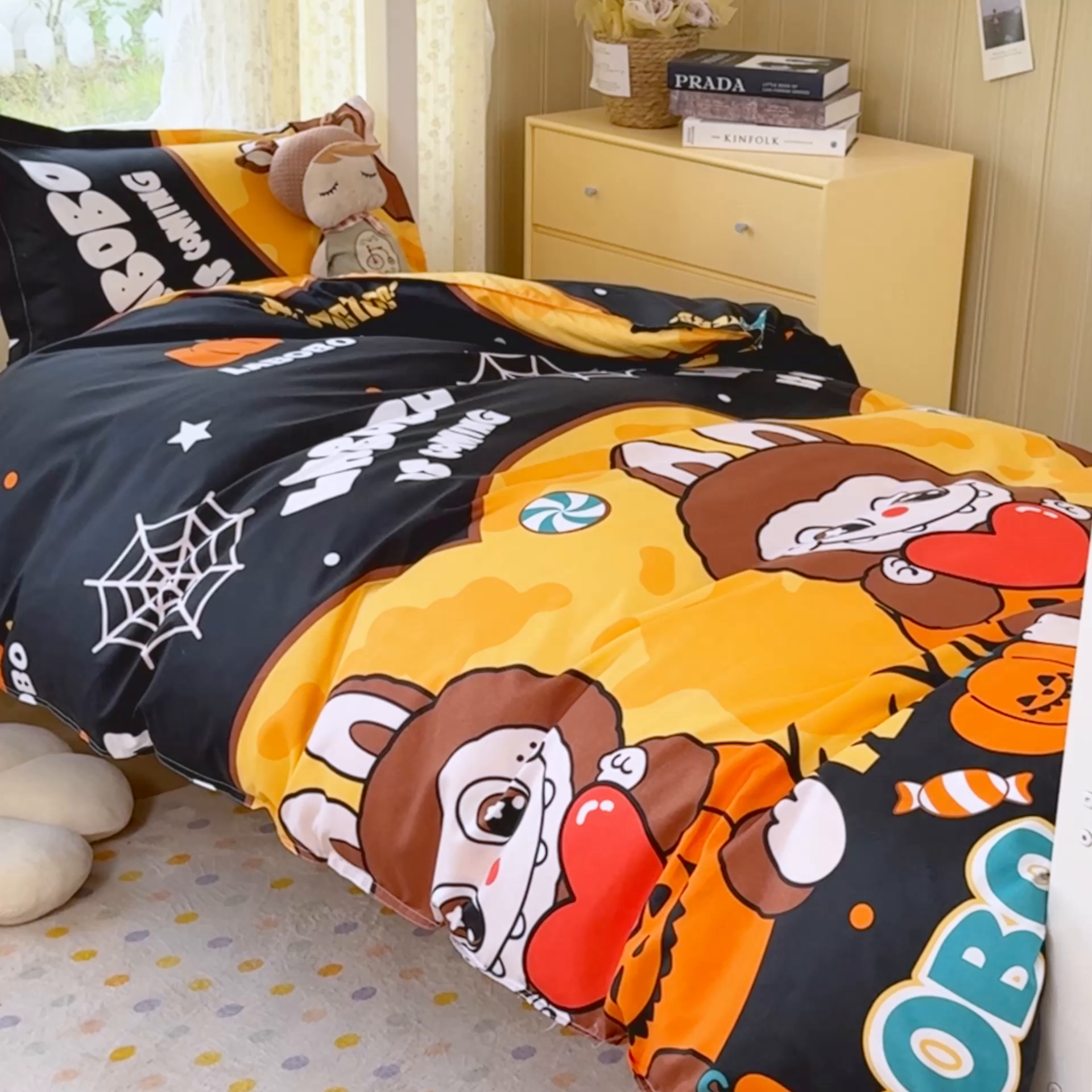 91家纺网 家纺一手货源 找家纺 乐居坊 2025新款开学季亲肤棉透气印花芦荟棉四件套（宿舍床） 拉布布