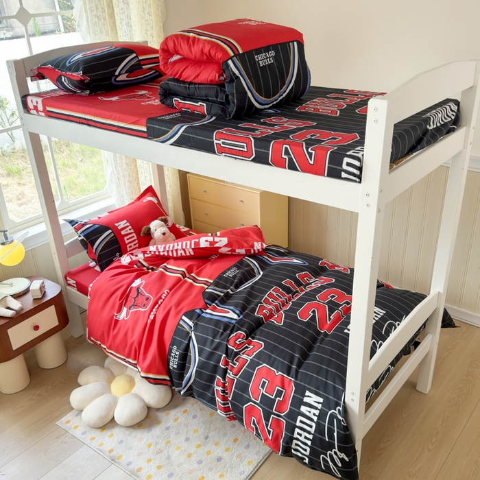 91家纺网 家纺一手货源 找家纺 乐居坊 2025新款开学季亲肤棉透气印花芦荟棉四件套（宿舍床） 篮球之神-客