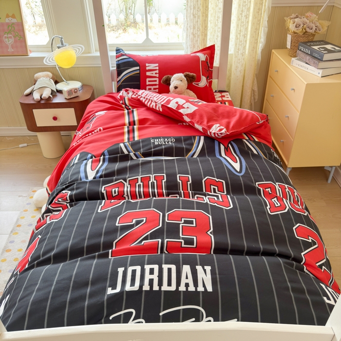 91家纺网 家纺一手货源 找家纺 乐居坊 2025新款开学季亲肤棉透气印花芦荟棉四件套（宿舍床） 篮球之神-客