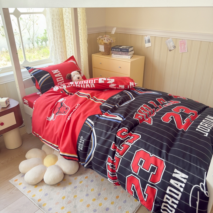 91家纺网 家纺一手货源 找家纺 乐居坊 2025新款开学季亲肤棉透气印花芦荟棉四件套（宿舍床） 篮球之神-客