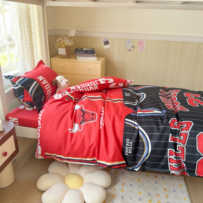 91家纺网 家纺一手货源 找家纺 乐居坊 2025新款开学季亲肤棉透气印花芦荟棉四件套（宿舍床） 篮球之神-客