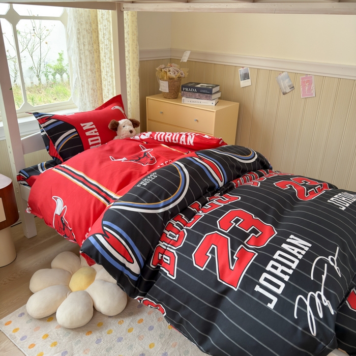 91家纺网 家纺一手货源 找家纺 乐居坊 2025新款开学季亲肤棉透气印花芦荟棉四件套（宿舍床） 篮球之神-客