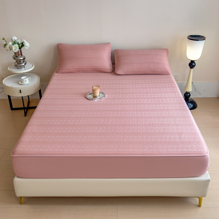 91家纺网 家纺一手货源 找家纺 （总）莱家富 2025新款A类柔感彩绒棉夹棉床笠三件套床笠单件单床笠-素菱笺系列