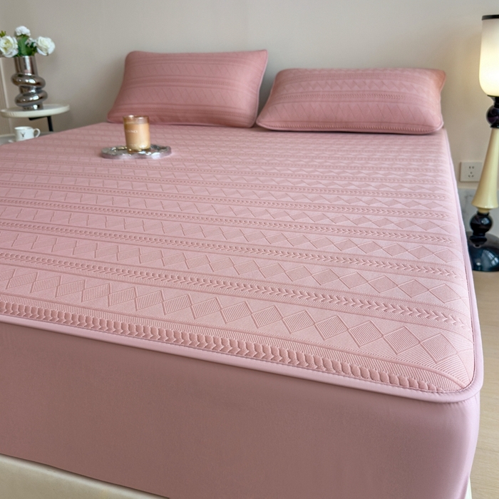 91家纺网 家纺一手货源 找家纺 （总）莱家富 2025新款A类柔感彩绒棉夹棉床笠三件套床笠单件单床笠-素菱笺系列