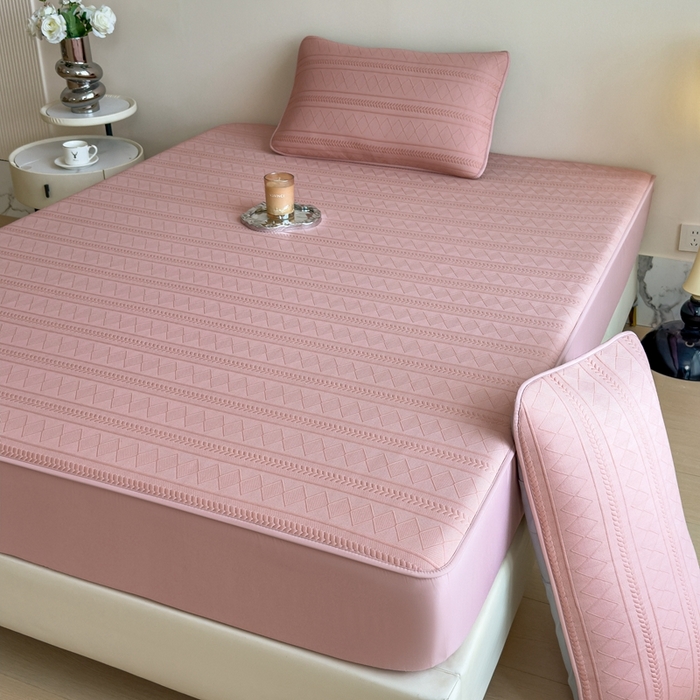 91家纺网 家纺一手货源 找家纺 （总）莱家富 2025新款A类柔感彩绒棉夹棉床笠三件套床笠单件单床笠-素菱笺系列