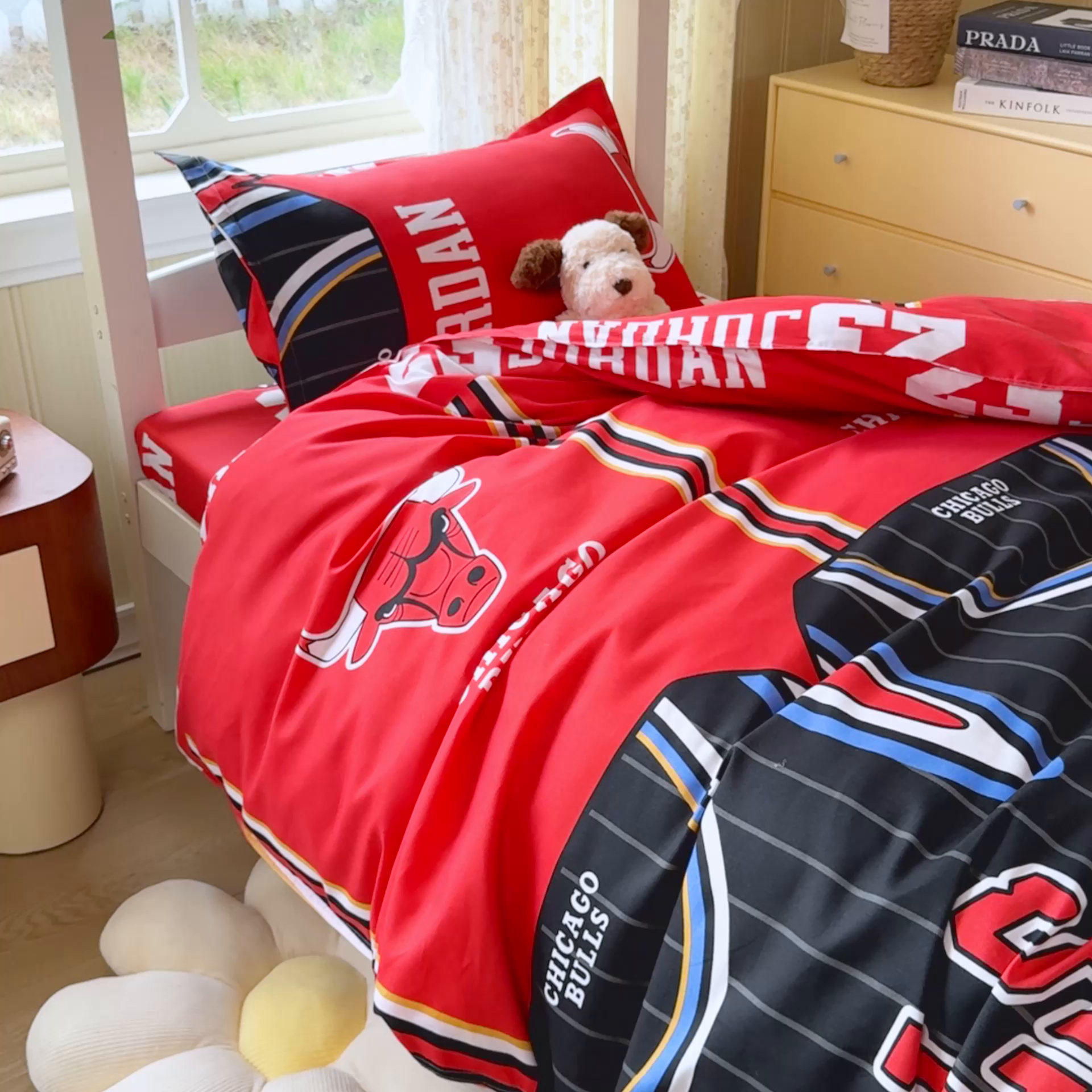 91家纺网 家纺一手货源 找家纺 乐居坊 2025新款开学季亲肤棉透气印花芦荟棉四件套（宿舍床） 篮球之神-客