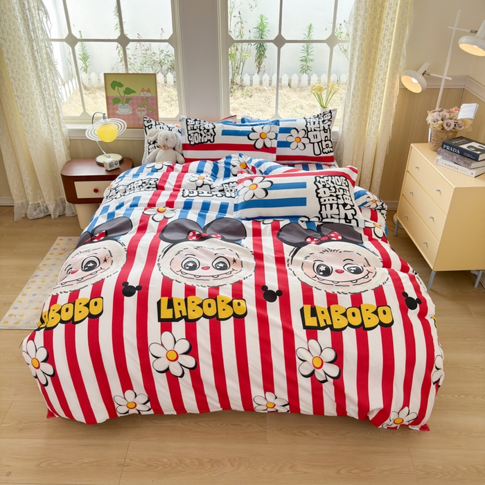 91家纺网 家纺一手货源 找家纺 乐居坊 2025新款开学季亲肤棉透气印花芦荟棉四件套（大床） 潮流前线