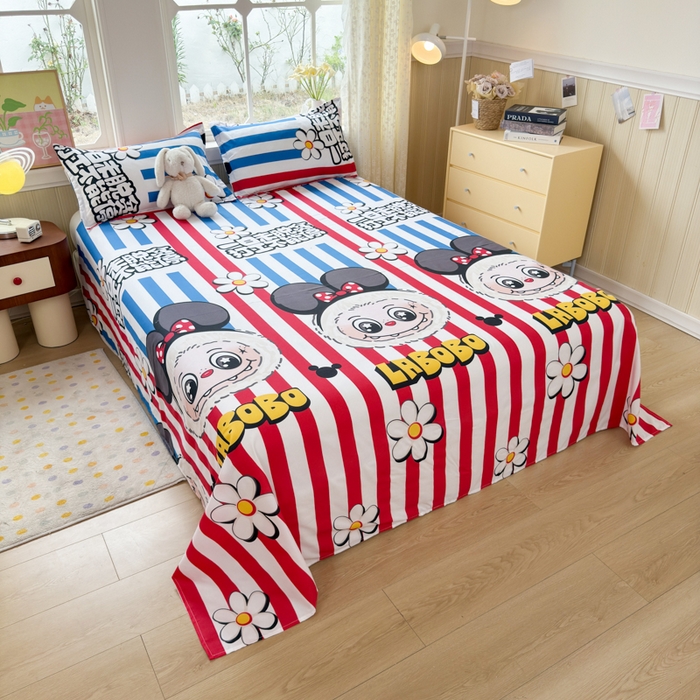 91家纺网 家纺一手货源 找家纺 乐居坊 2025新款开学季亲肤棉透气印花芦荟棉四件套（大床） 潮流前线