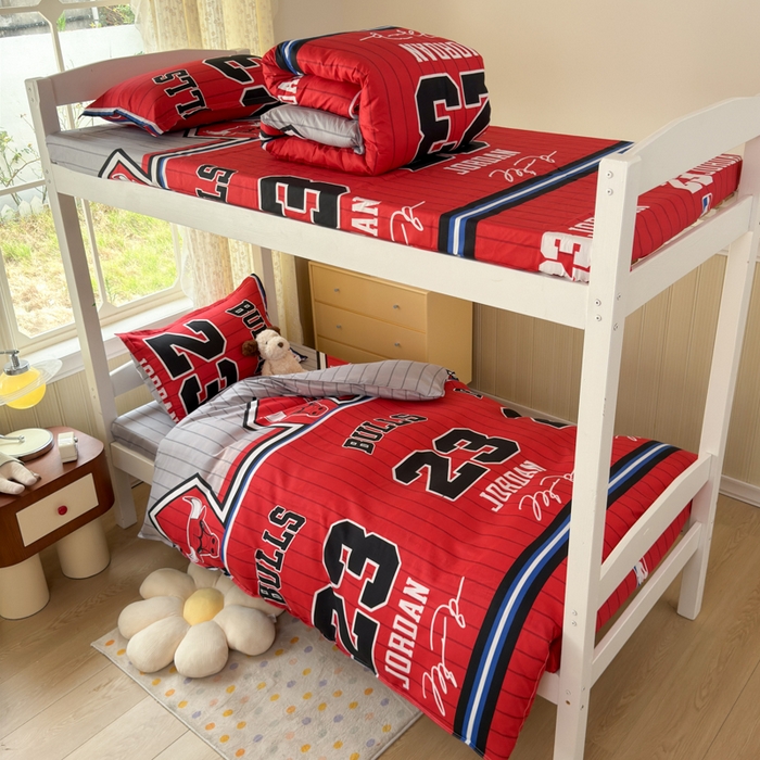 91家纺网 家纺一手货源 找家纺 乐居坊 2025新款开学季亲肤棉透气印花芦荟棉四件套（宿舍床） 篮球之神-主