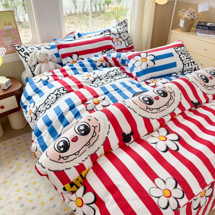 91家纺网 家纺一手货源 找家纺 乐居坊 2025新款开学季亲肤棉透气印花芦荟棉四件套（大床） 潮流前线