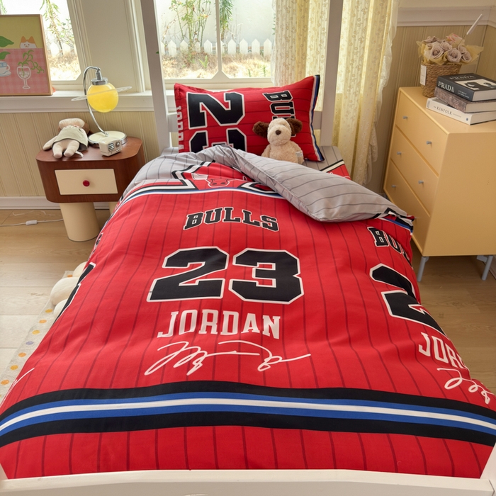 91家纺网 家纺一手货源 找家纺 乐居坊 2025新款开学季亲肤棉透气印花芦荟棉四件套（宿舍床） 篮球之神-主