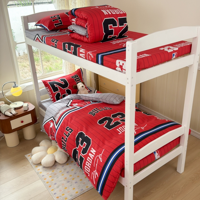 91家纺网 家纺一手货源 找家纺 乐居坊 2025新款开学季亲肤棉透气印花芦荟棉四件套（宿舍床） 篮球之神-主