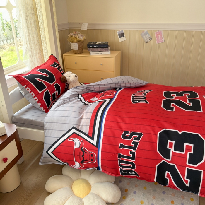 91家纺网 家纺一手货源 找家纺 乐居坊 2025新款开学季亲肤棉透气印花芦荟棉四件套（宿舍床） 篮球之神-主