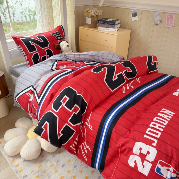 91家纺网 家纺一手货源 找家纺 乐居坊 2025新款开学季亲肤棉透气印花芦荟棉四件套（宿舍床） 篮球之神-主