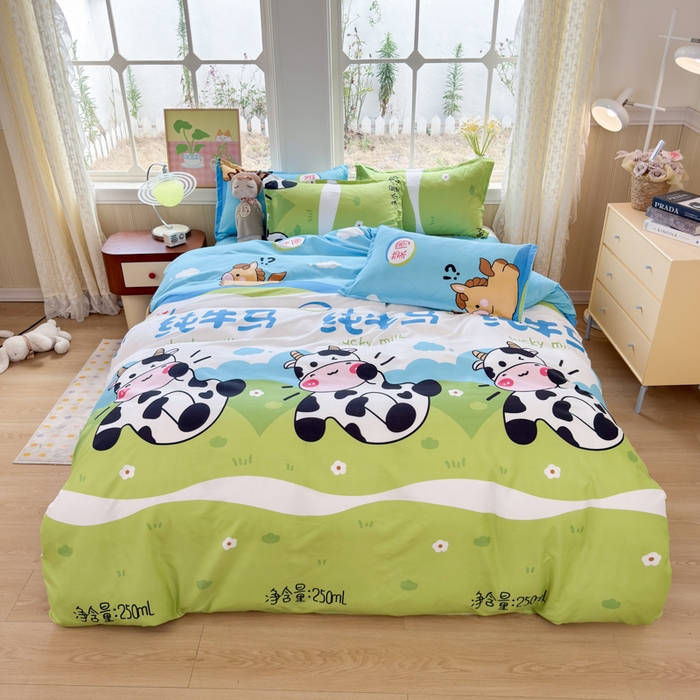 91家纺网 家纺一手货源 找家纺 乐居坊 2025新款开学季亲肤棉透气印花芦荟棉四件套（大床） 纯牛马