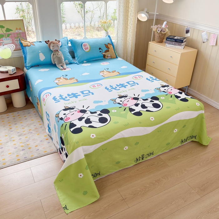 91家纺网 家纺一手货源 找家纺 乐居坊 2025新款开学季亲肤棉透气印花芦荟棉四件套（大床） 纯牛马