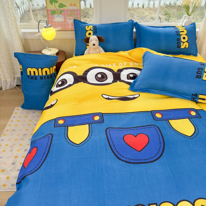 91家纺网 家纺一手货源 找家纺 乐居坊 2025新款开学季亲肤棉透气印花芦荟棉四件套（大床） 大眼萌