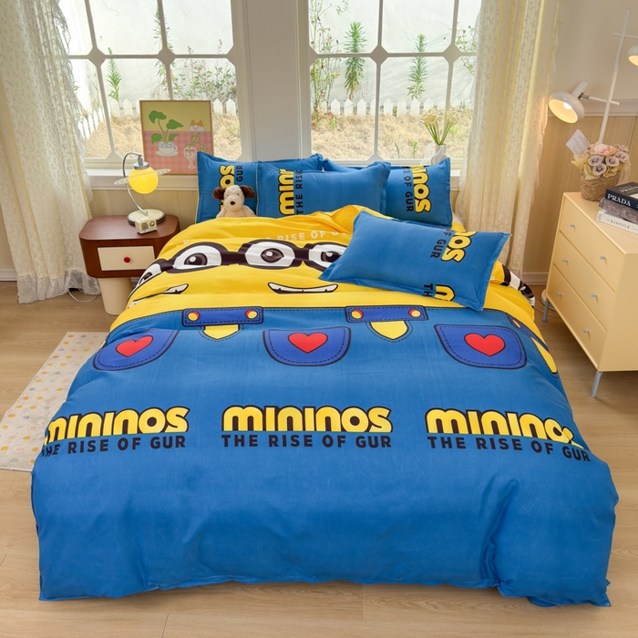 91家纺网 家纺一手货源 找家纺 乐居坊 2025新款开学季亲肤棉透气印花芦荟棉四件套（大床） 大眼萌