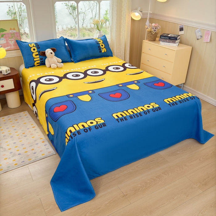 91家纺网 家纺一手货源 找家纺 乐居坊 2025新款开学季亲肤棉透气印花芦荟棉四件套（大床） 大眼萌