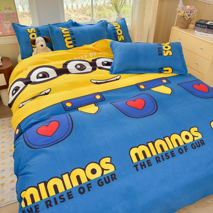 91家纺网 家纺一手货源 找家纺 乐居坊 2025新款开学季亲肤棉透气印花芦荟棉四件套（大床） 大眼萌