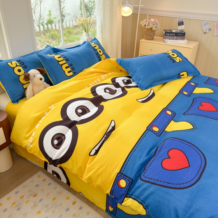 91家纺网 家纺一手货源 找家纺 乐居坊 2025新款开学季亲肤棉透气印花芦荟棉四件套（大床） 大眼萌