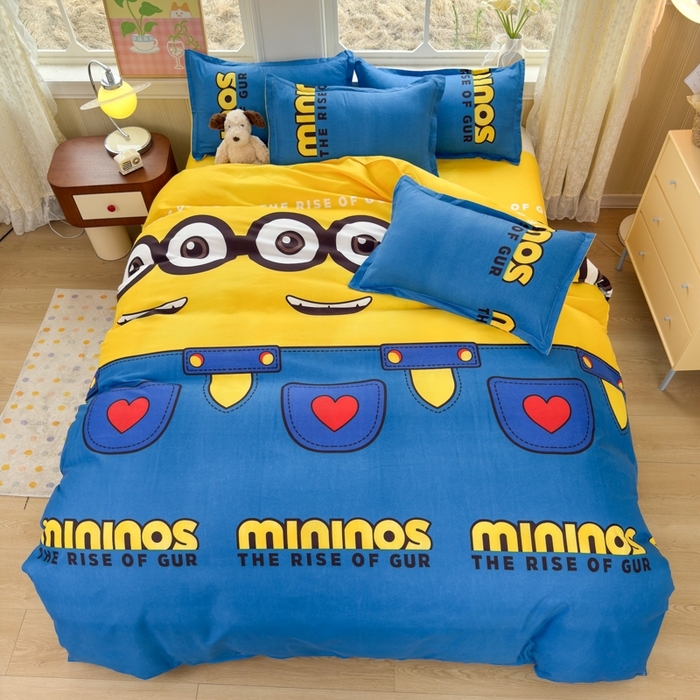 91家纺网 家纺一手货源 找家纺 乐居坊 2025新款开学季亲肤棉透气印花芦荟棉四件套（大床） 大眼萌