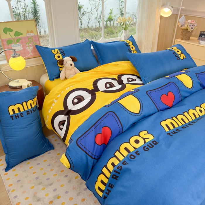 91家纺网 家纺一手货源 找家纺 乐居坊 2025新款开学季亲肤棉透气印花芦荟棉四件套（大床） 大眼萌